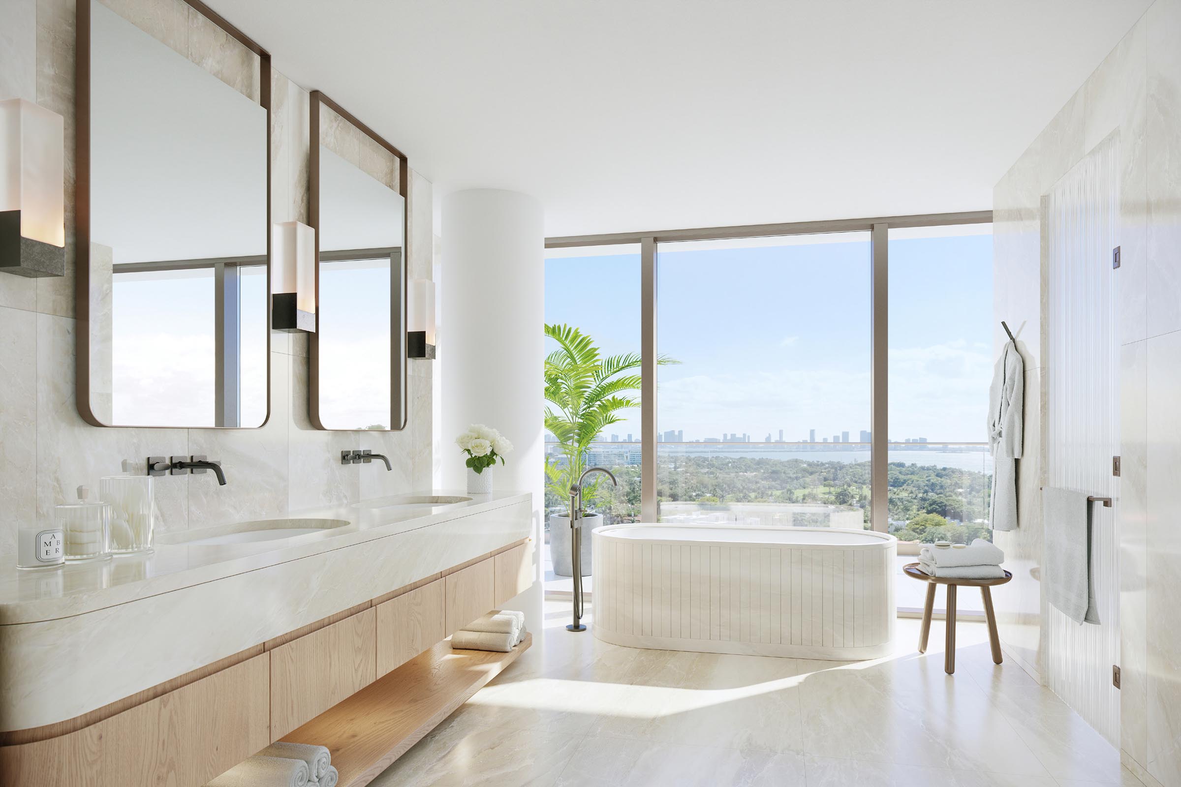 Rendering of The Perigon Miami Beach Primary Bath